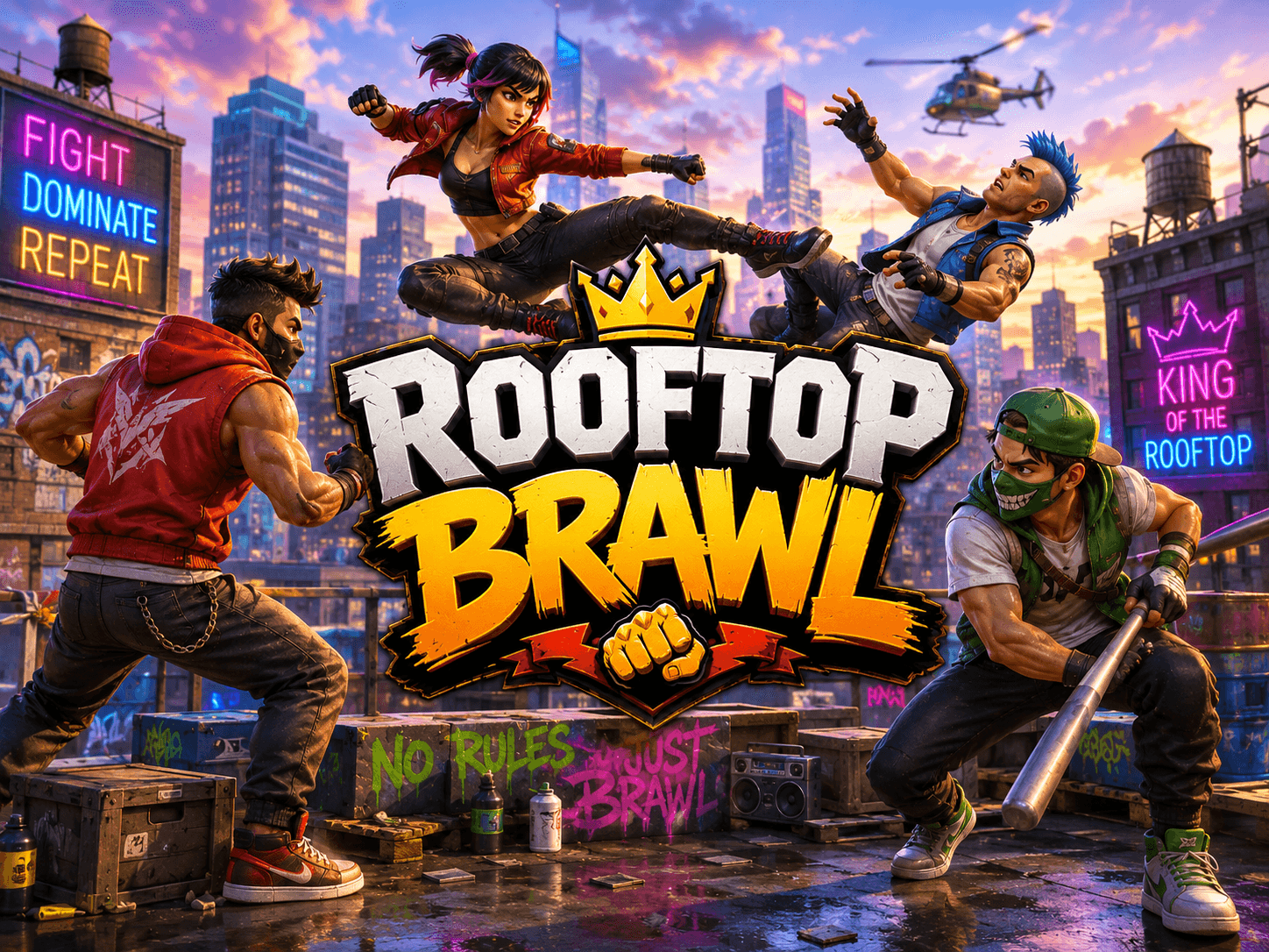 Rooftop Brawl — arcade game