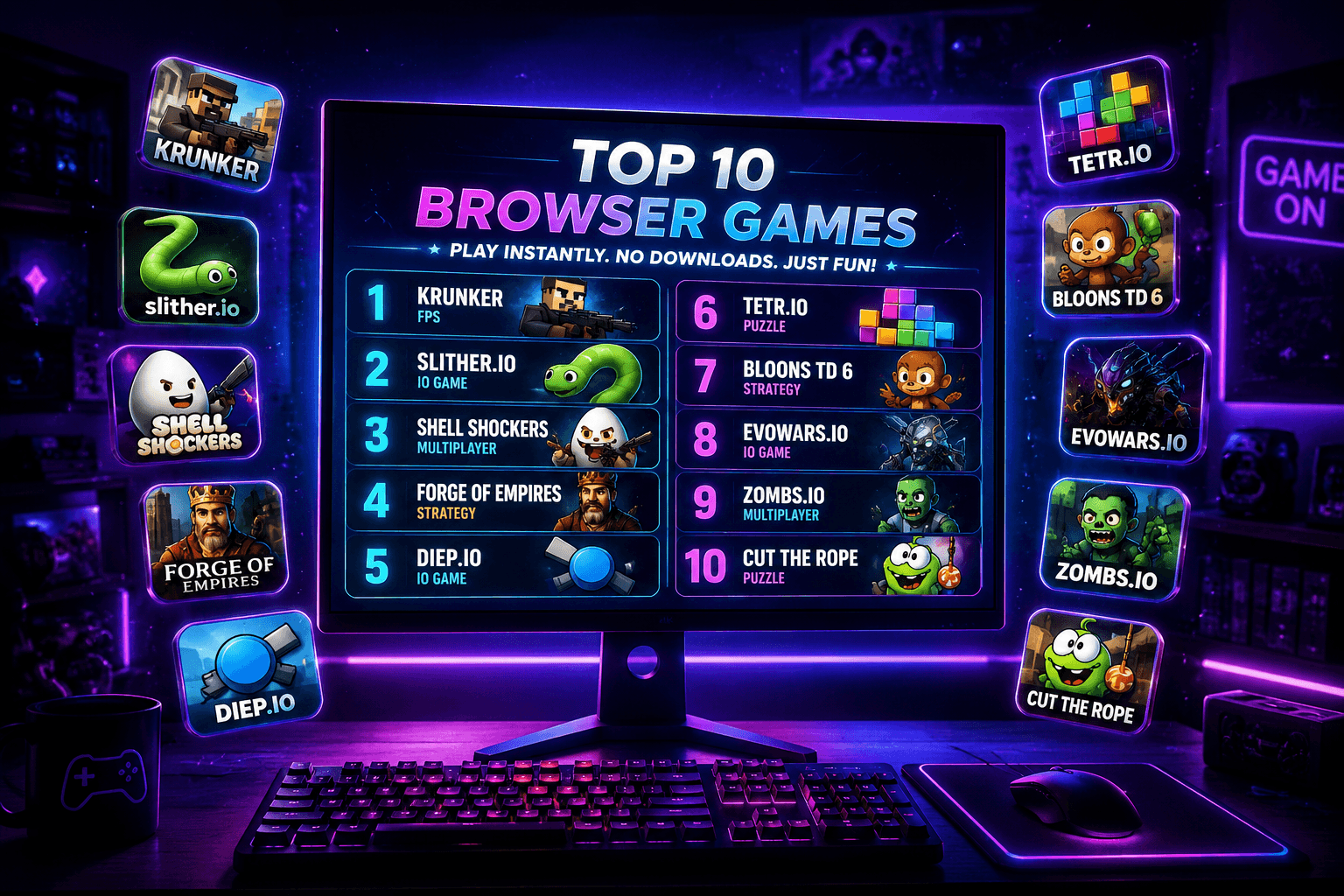 Top 10 Free Browser Games You Can Play Right Now Without Downloading Anything